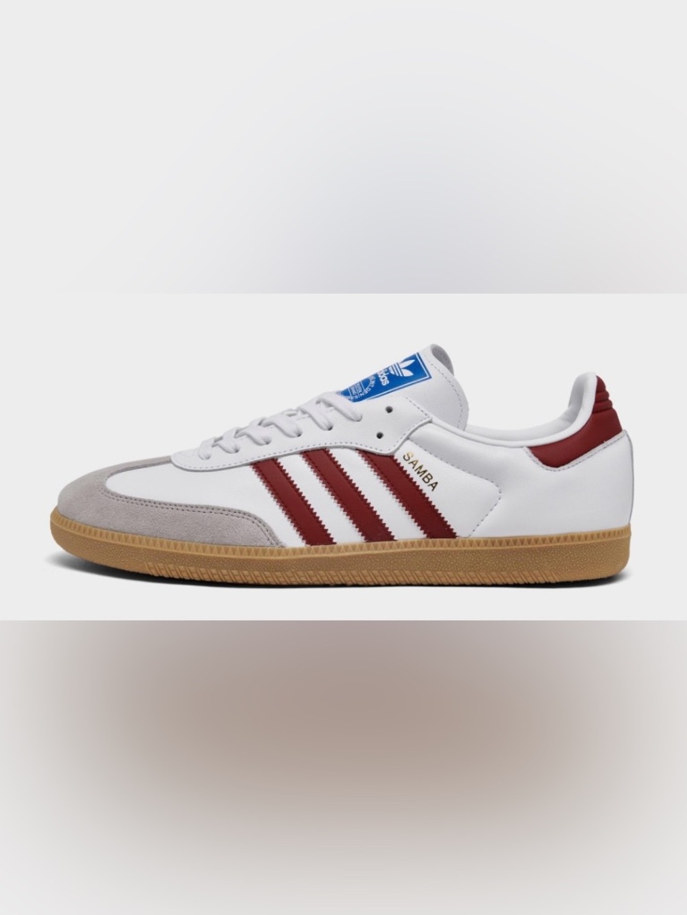 adidas Samba OG Sneakers in White and Burgundy with Gum Sole